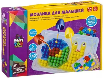 Мозаика для малышей (6 картинок-шаблонов, 160 фишек) (ВВ3747) обложка книги
