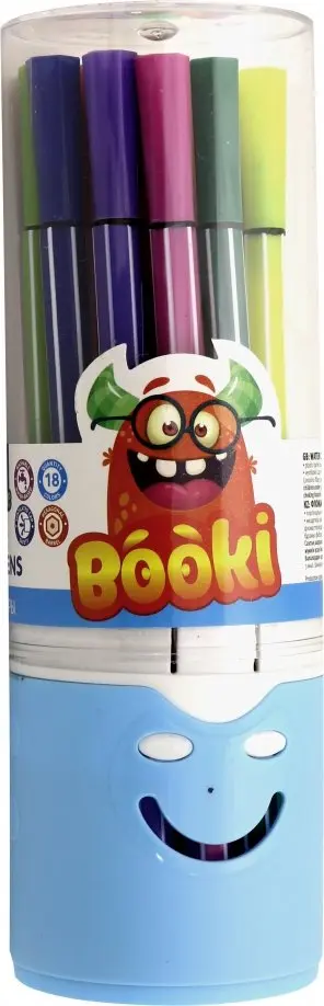 Фломастеры "Booki" в пластиковой тубе (18 цветов) (M-5077-18) обложка книги