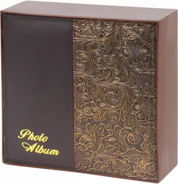 Фотоальбом BRAUBERG на 300 фото, черный + золотой (391118) обложка книги