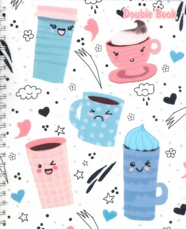 Тетрадь двойная, гребень, клетка/линейка, 100 листов, ВЕСЕЛАЯ КРУЖКА (49724) обложка книги