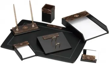 Настольный набор из МДФ с отделкой из искусственного камня (7 предм., коричневый/черный) (W6AQ-1/C) обложка книги