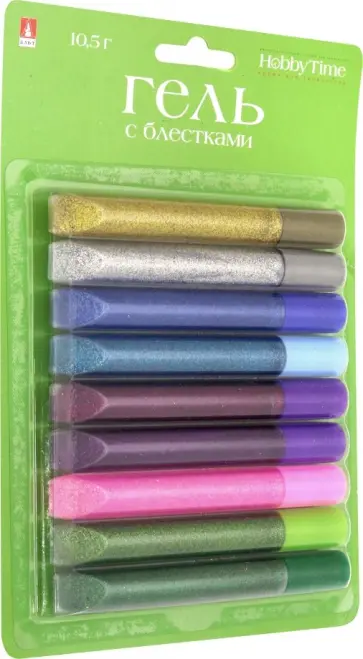 Гель с глиттером для декора (9 цветов, 10,5 г.) (2-317) обложка книги