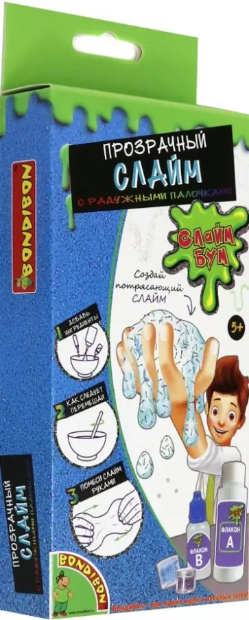 Опыты "СЛАЙМ БУМ Прозрачный слайм с радужными палочками" (CH8165) обложка книги