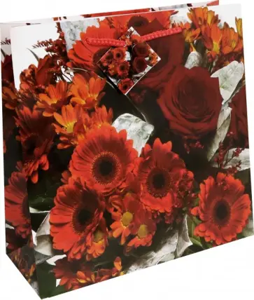 Пакет бумажный подарочный "Цветы" (25x25x10 см) (M-8036DM) обложка книги