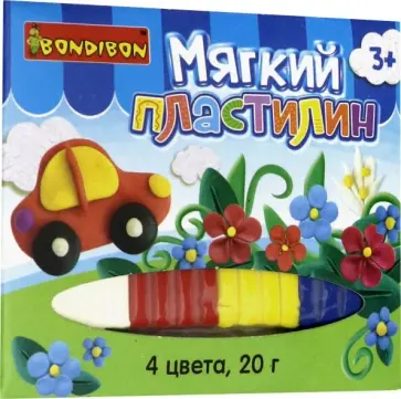 Мягкий пластилин (4 стандартных цвета, 20 гр) (SFT-20-4/ВВ1812) обложка книги