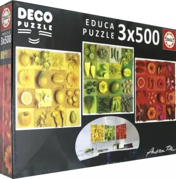 Пазл 3 штуки по 500 деталей "Три цвета. Андреа Тилк" (18454) обложка книги