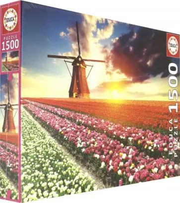 Пазл-1500 "Пейзаж, тюльпаны" (18465) обложка книги