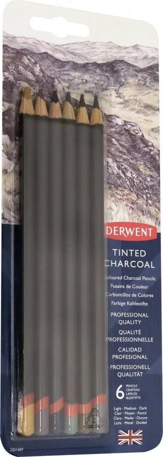 Набор цветных угольных карандашей Tinted Charcoal, 6 штук,6 цветов обложка книги