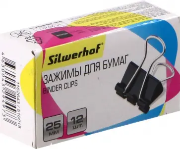 Зажимы для бумаг, 12 шт, черные Зажимы для бумаг, 12 шт, черные обложка книги