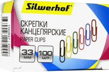 Скрепки канцелярские (33 мм, 100 штук, виниловое покрытие) (492021) Скрепки канцелярские (33 мм, 100 штук, виниловое покрытие) (492021) обложка книги