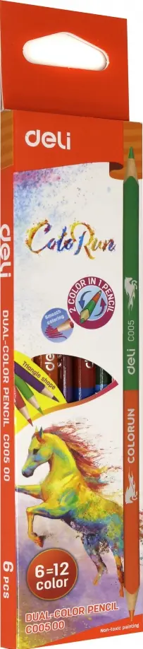 Карандаши 12 цветов двухсторонние "Deli ColoRun" (EC00500) обложка книги