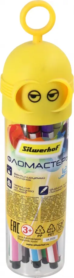 Фломастеры 12 цветов, в ассортименте обложка книги