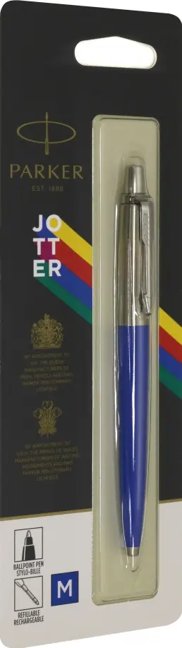 Ручка шар. Jotter Color, синий корпус, M, синяя обложка книги