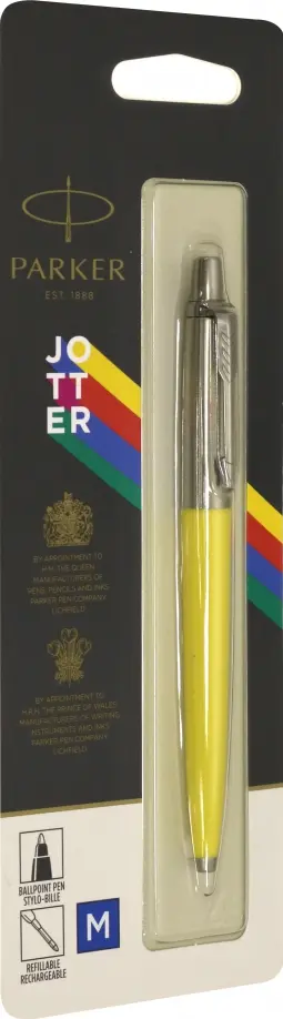 Ручка шариковая Parker Jotter Color, желтый корпус, M, синяя обложка книги
