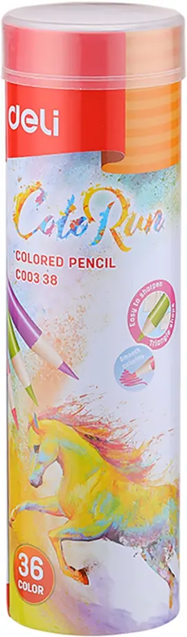 Карандаши 36 цветов "Deli ColoRun" в металлической тубе (EC00338) обложка книги
