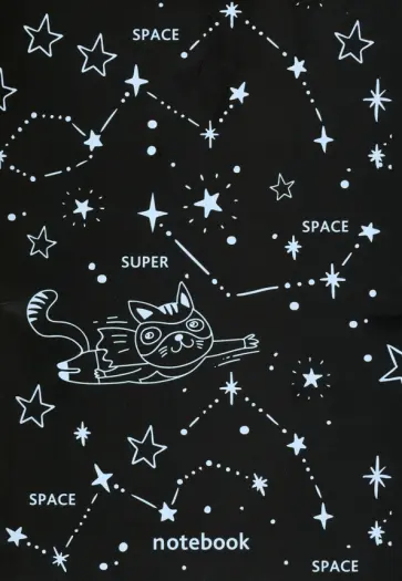 Блокнот Суперкот А5, 32 листа, черные страницы обложка книги