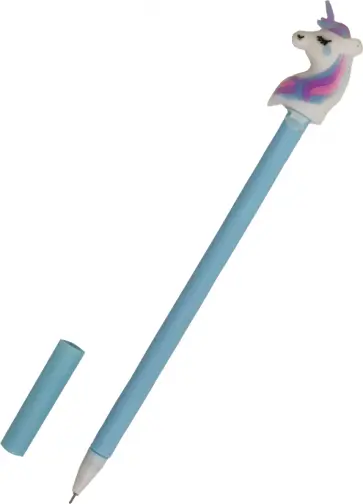 Ручка с фигуркой "Единорог разноцветный" (голубая) обложка книги