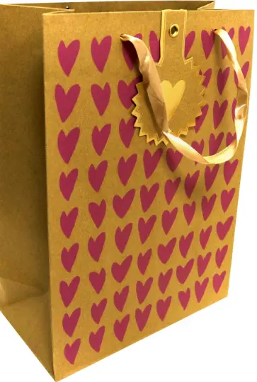 Пакет подарочный крафт "Сердечки" (22х30х11 см) (BG9725) обложка книги