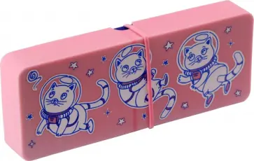 Пенал школьный "КОТИК-КОСМОНАВТ" силикон обложка книги