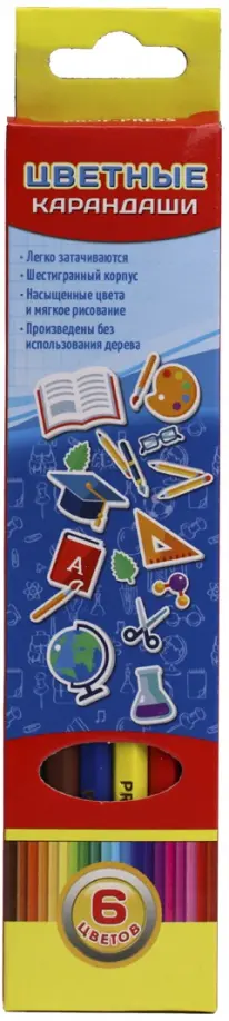 Карандаши цветные пластиковые "Учись легко", 6 цветов (К-7115) обложка книги