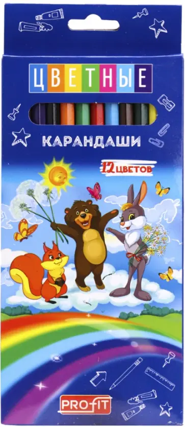 Карандаши 12 цветов, МУЛЬТИКИ (К-7059) обложка книги