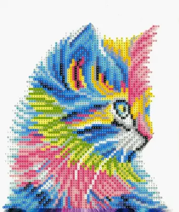 Алмазная мозаика РАДУЖНЫЙ КОТ 21х25 см с мольбертом (M-10369) обложка книги