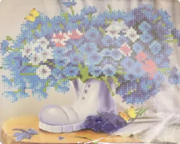 Алмаз.мозаика БУКЕТ ВАСИЛЬКОВ 21х25 см с мольбертом (M-10382) обложка книги