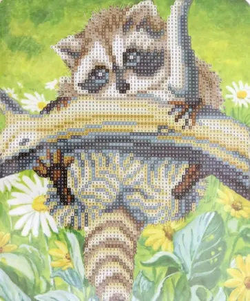 Алмазная мозаика "Енот на ветке", 21х25 см, с мольбертом (M-10350) обложка книги