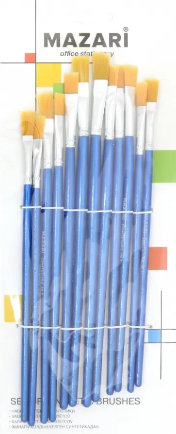 Набор кистей художественных (12 шт, плоские, нейлон) (M-5143) обложка книги
