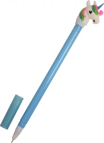Ручка с фигуркой "Единорог цветная грива" (голубая) обложка книги