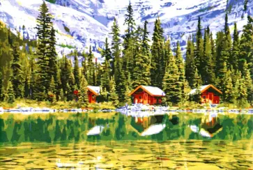 Холст 40х50 см "Дома у прозрачного озера" (Х-8106) обложка книги