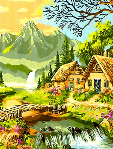 Рисование по дереву по номерам "Дома у реки" (30х40 см) (AWD3031) обложка книги