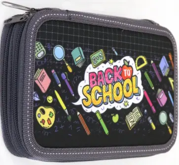 Пенал "Снова в школу, черный" (2 отделения, без наполнения, ткань) (ПН-6275) обложка книги