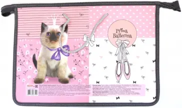 Папка детская на шнурках "Котёнок с бантиком" (А4, пластик) (П-6751) обложка книги