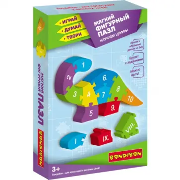 Мягкий фигурный пазл "ДИНОЗАВРИК. Изучаем цифры" (ВВ4218) обложка книги