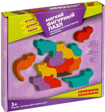 Мягкий фигурный пазл "Тренируем пространственное мышление. Кошки и мышь" (BB4219) обложка книги