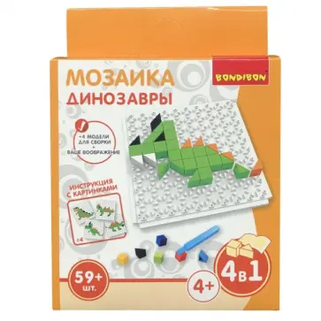 Игра логическ.развивающ Мозаика «ДИНОЗАВРЫ» (ВВ4425) обложка книги