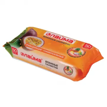 Салфетки влажные 50 шт, ЛАЙМА, универсальн, 128076 обложка книги