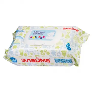 Салфетки влажные КОМПЛЕКТ 120 шт, для детей ЛАЙМА обложка книги
