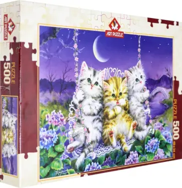 Пазл 500 деталей "Котята на качелях под луной" (5086) обложка книги