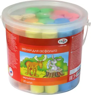 Мелки для асфальта "Мультики" (6 цветов, 20 шт.) (1704194) Мелки для асфальта "Мультики" (6 цветов, 20 шт.) (1704194) обложка книги