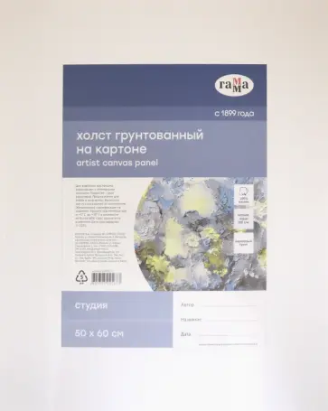 Холст на картоне "Студия", мелкое зерно, 50х60 см. (280818_11) обложка книги