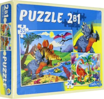 Maxi-пазлы 2в1 "Мир динозавров" (П-5413) обложка книги