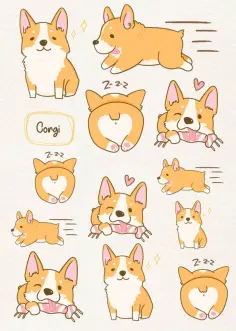 Тетрадь 48 листов, клетка "Забавные корги" обложка книги