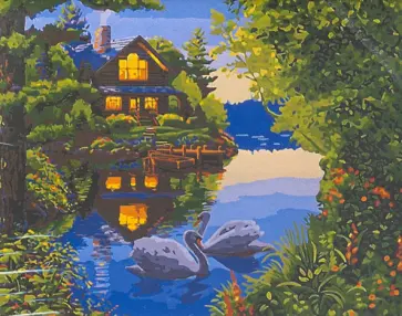 Рисование по дереву "Дом у озера", 40х50 см (FLA026) обложка книги