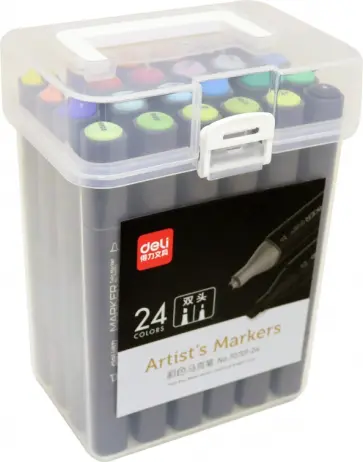 Маркеры перманентные "Deli" (24 цвета, черный корпус) (70701-24) обложка книги