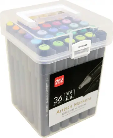 Маркеры перманентные "Deli" (36 цветов, черный корпус) (70701-36) обложка книги