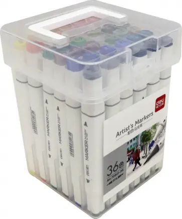 Маркеры перманентные "Deli" (36 цветов, белый корпус) (70701-36) обложка книги