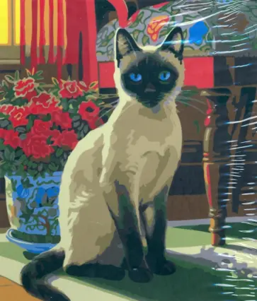 Картина для раскрашивания  по номерам по дереву "Кошка", 30х40см (M-11159) обложка книги