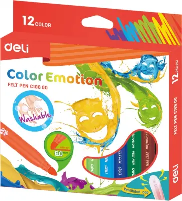 Фломастеры 12 цвета "Deli Color Emotion" (EC10800) Фломастеры 12 цвета "Deli Color Emotion" (EC10800) обложка книги